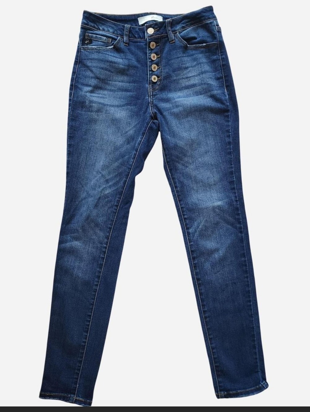 Kancan Estilo dark wash navy skinny jeans with button fly • EUC • size 5/26